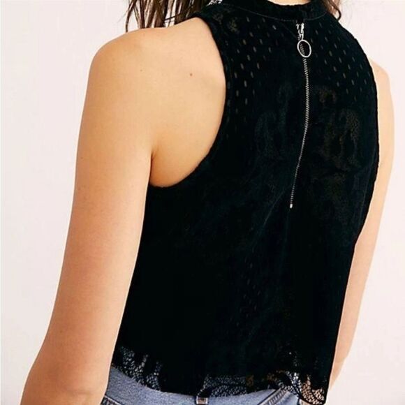 Free People Velvet Halter Crop Top In Black - Picture 3 of 3